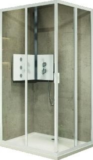 NOVELLINI LUNES 2.0 A HOEKINSTAP DOUCHECABINE MET 2 SCHUIFDEUREN (114 CM VERSTELBAAR T/M 117 CM) HELDER GLAS MAT CHROOM PROFIEL LUNA114-1B