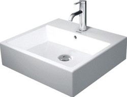 DURAVIT MEUBELWASTAFEL 50CM MET OVERLOOP ONDERZIJDE GEGLAZUURD 1 KRAANGAT DOORGESTOKEN WIT 2350500000