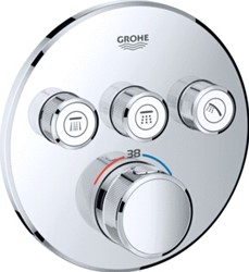 GROHE GROHTHERM SMARTCONTROL INBOUWMENGKRAAN OPBOUWDEEL THERMOSTATISCH ROND WAND EENGREEPS MET 3X OMSTELINRICHTING CHROOM 29121000