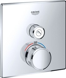 GROHE GROHTHERM SMARTCONTROL OPBOUWDEEL (DOUCHE) THERMOSTATISCH VIERKANT WAND EENGREEPS MET OMSTELINRICHTING CHROOM 29123000