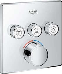 GROHE SMARTCONTROL INBOUWMENGKRAAN OPBOUWDEEL VIERKANT WAND EENGREEPS MET 3X OMSTELINRICHTING CHROOM 29149000