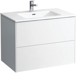 LAUFEN PRO S + BASE WASTAFELONDERBOUWKAST MET 2 LADEN INCL. WASTAFEL 80X61X50CM MET KRAANGAT MET OVERLOOP GLANSWIT H8649612611041
