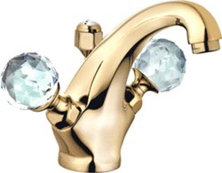 KLUDI ADLON 1-GATS WASTAFELKRAAN MET WASTE MET SWAROVSKI GREPEN GOUD 5101045G4