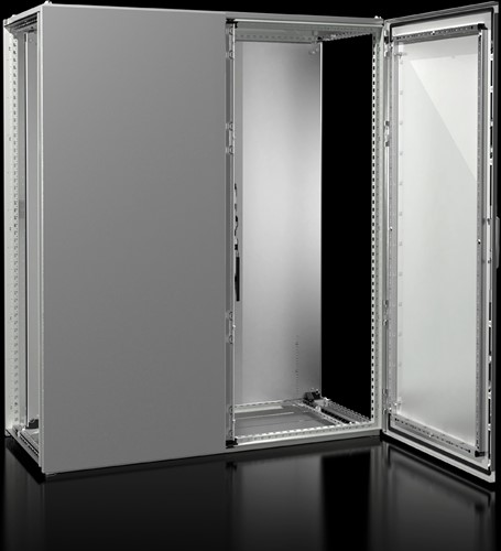 RITTAL VX25 AANBOUWKAST MET 2 DEUREN VOOR EN MONTAGEPLAAT 1200X1400X500 MM BXHXD PLAATSTAAL RAL 7035  8245000-2