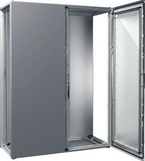 RITTAL VX25 AANBOUWKAST MET 2 DEUREN VOOR EN MONTAGEPLAAT 1200X1600X500 MM BXHXD PLAATSTAAL RAL 7035  8265000
