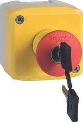 SCHNEIDER-ELECTRIC XALK DRUKKNOPKAST MET NOODSTOPFUNCTIE 1 RODE VUISTSLAG ONTGRENDELEN MET SLEUTEL KOP 40 MM ROND 2V PG13,5