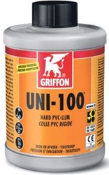 GRIFFON UNI-100 KUNSTSTOFLIJM HELDER TYPE PVC LIJM TRANSPARANT VOCHTBESTENDIGHEID VOLGENS EN 204 OVERIG UV-BESTENDIG GESCHIKT VOOR PVC GESCHIKT VOOR DRUK MAX. DRUK 16BAR MAX. TEMPERATUU 7410301000