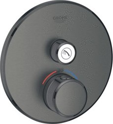 GROHE GROHTHERM SMARTCONTROL OPBOUWDEEL (DOUCHE) THERMOSTATISCH ROND WAND EENGREEPS MET OMSTELINRICHTING HARD GRAPHITE GEB 29118AL0