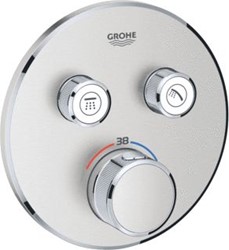 GROHE GROHTHERM SMARTCONTROL INBOUWMENGKRAAN OPBOUWDEEL THERMOSTATISCH ROND WAND EENGREEPS MET 2X OMSTELINRICHTING SUPERSTEEL 29119DC0