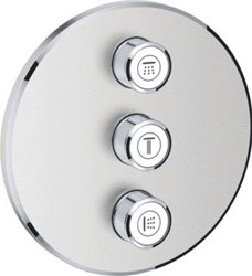 GROHE SMARTCONTROL INBOUWMENGKRAAN OPBOUWDEEL (STOPKRAAN) ROND WAND MET 3X OMSTELINRICHTING SUPERSTEEL 29122DC0