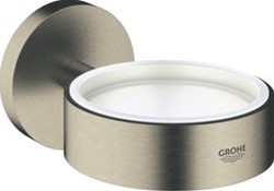 GROHE ESSENTIALS GLAS-/ ZEEPSCHAAPHOUDER ROND WAND 1-GATS METAAL NICKEL GEBORSTELD 40369EN1