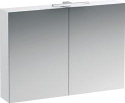LAUFEN BASE SPIEGELKAST MET 2 DEUREN MET LED VERLICHTING 100X70X18CM MAT WIT H4028521102601