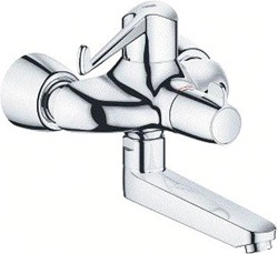 GROHE GROHTHERM SPECIAL WASTAFELMENGKRAAN WAND TWEEGREEPS 2-GATS THERMOSTATISCH 208MM HOOGTE 255MM UITLOOP DRAAIBAAR CHROOM 34020001