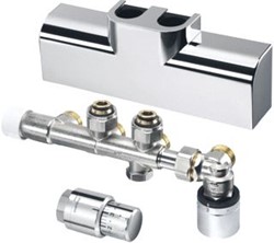 OVENTROP MULTIBLOCK DESIGNAANSLUITSET T-RTL + SH 1/2X3/4EURO CHROOM 1184288