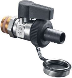 OVENTROP OPTIFLEX VUL-EN AFTAPKRAAN VERNIKKELD 1/2BU DN15 PN16 MET SLANGKOPPELING EN AFSLUITKAP 1033352