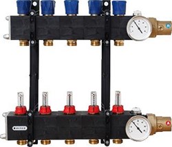 HENCO 1 GROEPS COMPOSIET VERDELER 1-EN 1X 3-4-REGELBAAR MET DEBIETMETING UFH-0605CD01