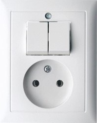 HAGER BERKER COMBINATIE WANDCONTACTDOOS 2P EN SERIESCHAKELAAR BERKER S.1/B.3/B.7 POLARWIT GLZ. 6143658989