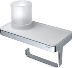 GEESA FRAME TOILETROLHOUDER MET WIT PLANCHET EN (LED-LICHT-)HOUDER PLAT STAF VERCHROOMD MESSING 210 X 180 X 108MM (LXHXD) 918889-02
