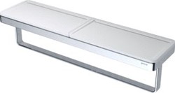 GEESA FRAME HANDDOEKHOUDER MET WIT PLANCHET PLAT STAF VERCHROOMD MESSING 420 X 105 X 108MM (LXHXD) 918853-02-420