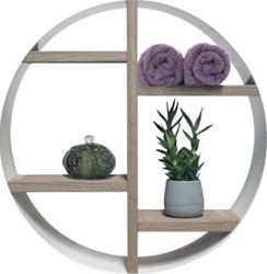LOOOX WOODEN BOX ROUND 50CM EIKEN 'OLD GREY' MAT WIT WBR500MW