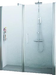 NOVELLINI GIADA G+F DOUCHEDEUR MET ZIJWAND RECHTHOEKIG DRAAIDEUR RECHTS 1950 X 1140MM (HXB) P: MAT CHROOM 6MM GLAS HELDER GIADNGF114D-1B