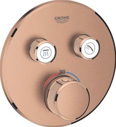 GROHE GROHTHERM SMARTCONTROL OPBOUWDEEL DOUCHETHERMOSTAATKRAAN ROND EENGREEPS 1-GATS 2X UITGANG OMSTEL WARM SUNSET GEBORSTELD 29119DL0