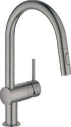 GROHE MINTA KEUKENMENGKRAAN EENGREEPS 1-GATS UITTREKBAAR 223MM C-UITLOOP 379MM HOOGTE DRAAIBAAR HARD GRAPHITE GEBORSTELD 32321AL2