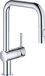 GROHE MINTA KEUKENMENGKRAAN EENGREEPS DUAL SPRAY UITTREKBAAR 354MM HOOGTE 218MM VOORSPRONG U-UITLOOP DRAAIBAAR CHROOM 32322002