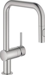 GROHE MINTA KEUKENMENGKRAAN EENGREEPS DUAL SPRAY UITTREKBAAR 354MM HOOGTE 218MM VOORSPRONG U-UITLOOP DRAAIBAAR SUPERSTEEL 32322DC2