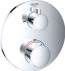 GROHE GROHTHERM OPBOUWDEEL (DOUCHE + BADUITLOOP) THERMOSTATISCH ROND WAND TWEEGREEPS MET 2X OMSTELINRICHTING CHROOM 24077000