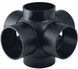 GEBERIT PE KOGEL T-STUK 4 ZIJ-AANSL. 90 GR D 160/110 369.610.16.1
