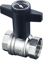 OVENTROP OPTIBAL KOGELKRAAN NIKKEL MET THERMOMETER EN KNEVELGREEP DN15 1/2 BI PN16 1078004