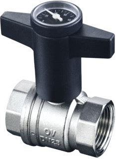 OVENTROP OPTIBAL KOGELKRAAN NIKKEL MET THERMOMETER EN KNEVELGREEP DN15 1/2 BI PN16 1078004