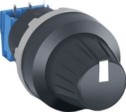 ABB POTENTIOMETER MODULAIRE SERIE MET ZWARTE KNOP WAARDE-10 KOHM MONTAGE IN GAT 22-5 MM ROND-