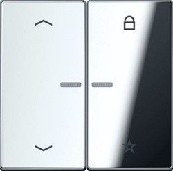 JUNG BEDIENINGSELEMENT 2-TOETS-AFDEKKING LED INDICATIE VOOR DIMMER VOOR JALOEZIESCHAKELAAR GELAKT GLANS CHROOM FMGCR1701P
