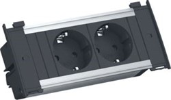 BACHMANN BUREAU AANSLUITUNIT KAPSA 2X 230V 2M RA ZWART 55.10.557