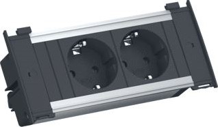 BACHMANN BUREAU AANSLUITUNIT KAPSA 2X 230V 2M RA ZWART 55.10.557