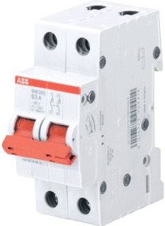 ABB LASTSCHEIDER SHD AAN-UIT SCHAKELAAR MET RODE TUIMEL 2-POLIG 50A 415VAC AC-22A 10KA 125VDC DC-21A 2 MODULEN BREED 35MM 2CDD272111R0050