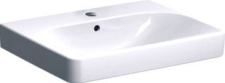 GEBERIT SMYLE WASTAFEL VIERKANT 1X WASKOM KRAANGAT MIDDEN OVERLOOP KERAMIEK 600 X 480 X 165MM (BXDXH) WIT 500.229.01.1