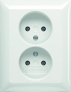 ABB BUSCH JAEGER 2-VOUDIGE WANDCONTACTDOOS CEE 7-1 ZONDER RANDAARDE INBOUW 16A KINDERBEVEILIGING THERMOPLAST WIT RAL9010 2TKA00003908
