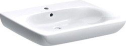 GEBERIT 300 COMFORT WASTAFEL MIVA 1X WASKOM KRAANGAT MIDDEN OVERLOOP KERAMIEK 650 X 550 X 150MM (BXDXH) WIT S8340500000G