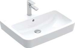 VILLEROY & BOCH O.NOVO WASTAFEL 600 GESLEPEN BAK MIDDEN VOOR 3-GATS ARMATUUR MIDDELSTE KRAANGAT GESTOKEN Z OVERLOOP WIT ALPIN C+ 4A416LR1
