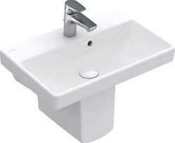 VILLEROY & BOCH AVENTO WASTAFEL COMPACT 550X370MM VOOR 1-GAT ARMATUUR KRAANGAT DOORGESTOKEN MET OVERLOOP STONE WHITE CERAMICPLUS 4A0055RW