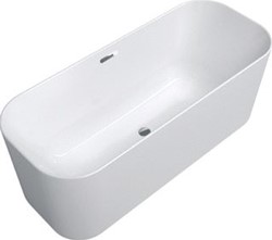 VILLEROY & BOCH FINION BAD VRIJSTAAND 1700X700 PUSH-TO-OPEN-AFVOERPLUG EN OVERLOOP DESIGN-RING EN EMOTION FUNCTIE CHROOM STEENWIT UBQ177FIN7A100V1RW
