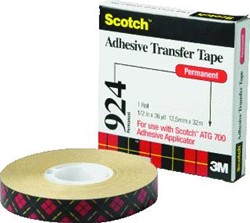 3M SCOTCH 924 ZELFKLEVENDE TAPE OVERIG KLEURLOOS (BXL) 12MMX55M DUBBELZIJDIG DIKTE 0.05MM TEMPERATUURBESTENDIGHEID 80 120GRADEN C TRANSPARANT 7000116638