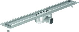 ACO SHOWERDRAIN C DOUCHEGOOT RVS MET VLOERFLENS ZONDER ROOSTER 70MM BREED STANKSLOT 50MM 785MM INB. DIEPTE 92MM MET ZIJUITLOOP 90108802