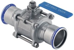 GEBERIT MAPRESS RVS 316 FKM BLAUW KOGELKRAAN TUSSEN FLENZEN 35 MM 50784