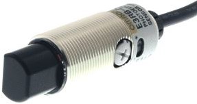 OMRON FOTOCEL M18 BEHUIZING VERN. MESSING OBJECTREFLECTIE HAAKSE OPTIEK DETECTIE AFSTAND 10CM 10-30VDC NPN LO/DO 2 MTR KABEL. E3RBDN112MOMI