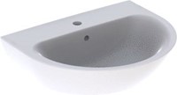 GEBERIT RENOVA WASTAFEL ROND 1X WASKOM KRAANGAT MIDDEN OVERLOOP KERAMIEK VUILAFSTOTEND 600 X 450 X 190MM (BXDXH) WIT 500.370.01.8