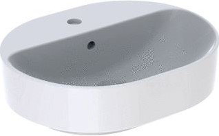 GEBERIT VARIFORM WASTAFEL ELLIPS OPZET 1X WASKOM KRAANGAT MIDDEN OVERLOOP VUILAFSTOTEND 500 X 400 X 158MM (BXDXH) WIT 500.775.00.2